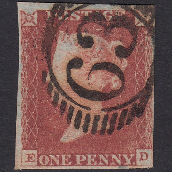 GB QV 1841 1d Red-brown (Plate 75) SG8-B1(1) ED FU 4 Margins London D&S 63