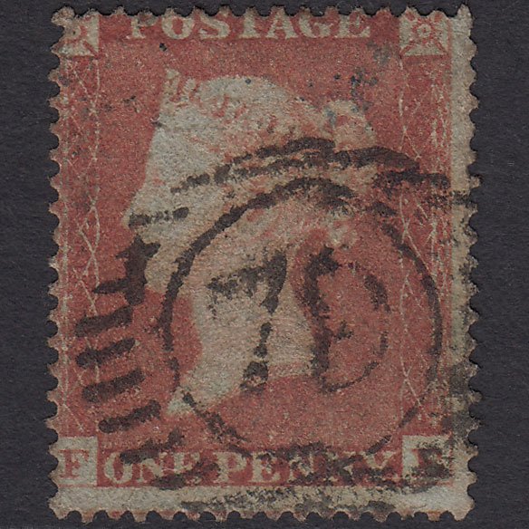 GB QV 1854 1d Red-brown (Plate 181) SG17-C1(1) FE GU London D&S 79 Misperf