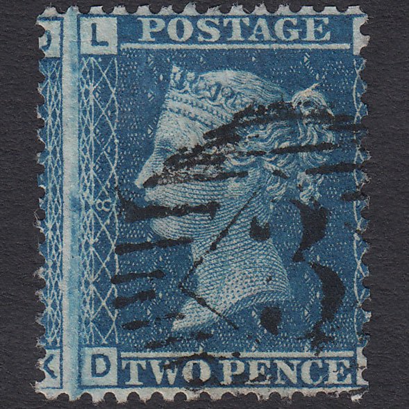 GB QV 1858 2d Blue (Plate 8) SG45-G2 DL FU London IS 3 Huge Misperf