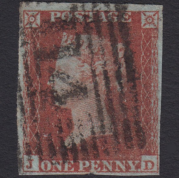 GB QV 1841 1d Red-brown (Plate 163) SG8-B2(1) JD GU nr 4 Margins Dundee 114