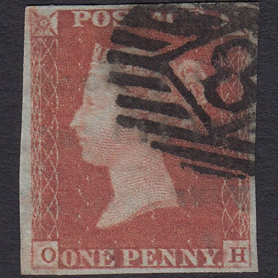GB QV 1841 1d Red-brown (Plate 82) SG8-B1(1) OH GU 4 Margins London IS 8
