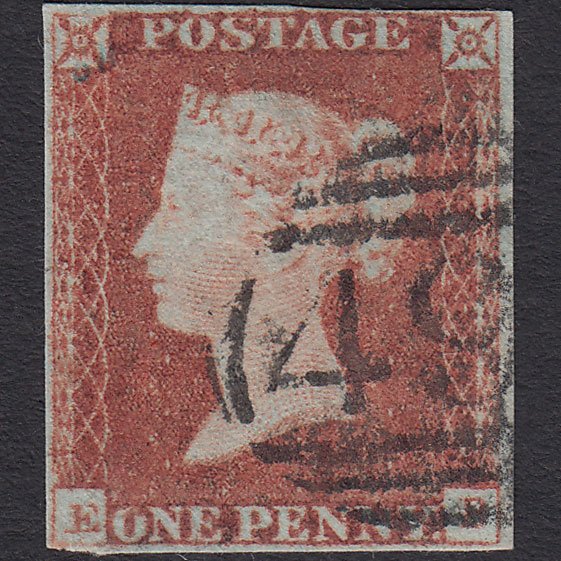 GB QV 1841 1d Red-brown (Plate 76) SG8-B1(1) EB GU 4 Margins