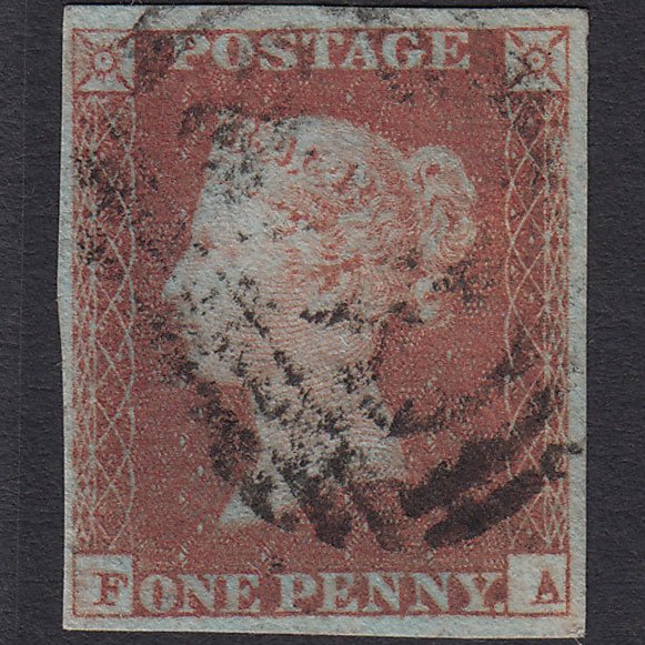 GB QV 1841 1d Red-brown (Plate 87) SG8-B1(1) FA FU 4 Margins
