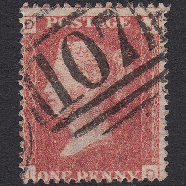GB QV 1864 1d Rose-red (Plate 115) SG43-G1(1) JD FU Bradford 107 Misperf