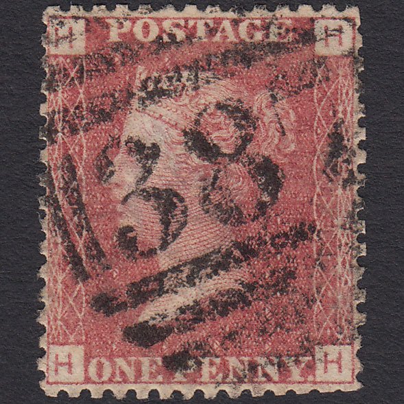 GB QV 1864 1d Rose-red (Plate 113) SG43-G1(1) HH GU Huddersfield 387