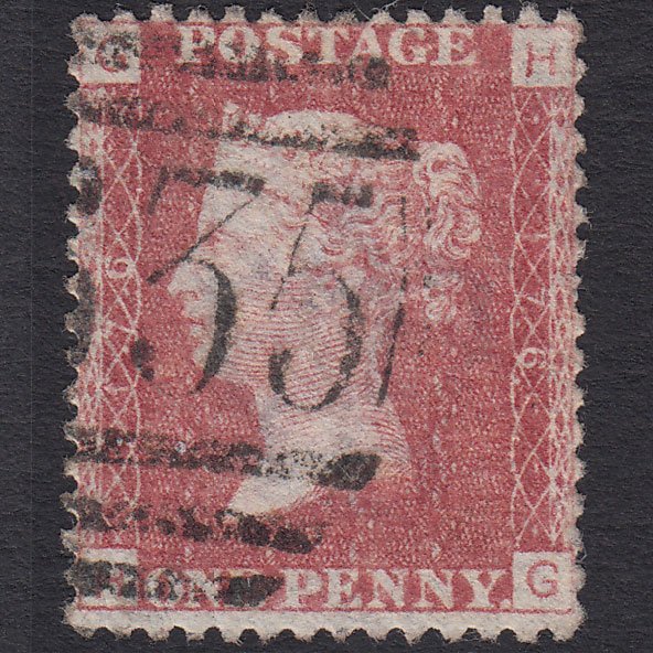 GB QV 1864 1d Lake-red (Plate 176) SG44-G1(2) HG FU Reading 635