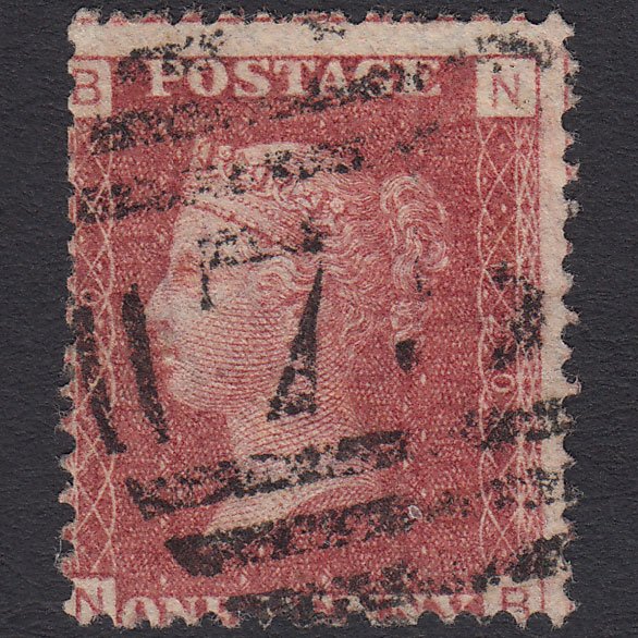 GB QV 1864 1d Lake-red (Plate 120) SG44-G1(2) NB FU Birmingham 75 Misperf