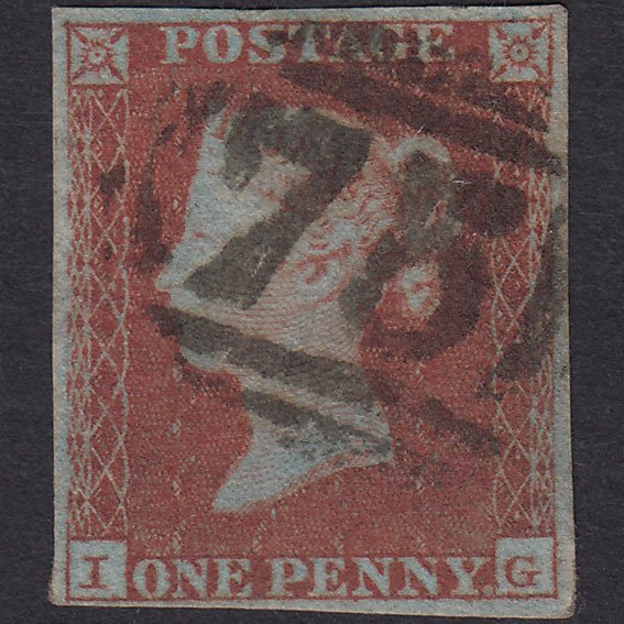 GB QV 1841 1d Very Blued (Plate 129) SG8a-B1(2) IG GU 4M Birmingham 75