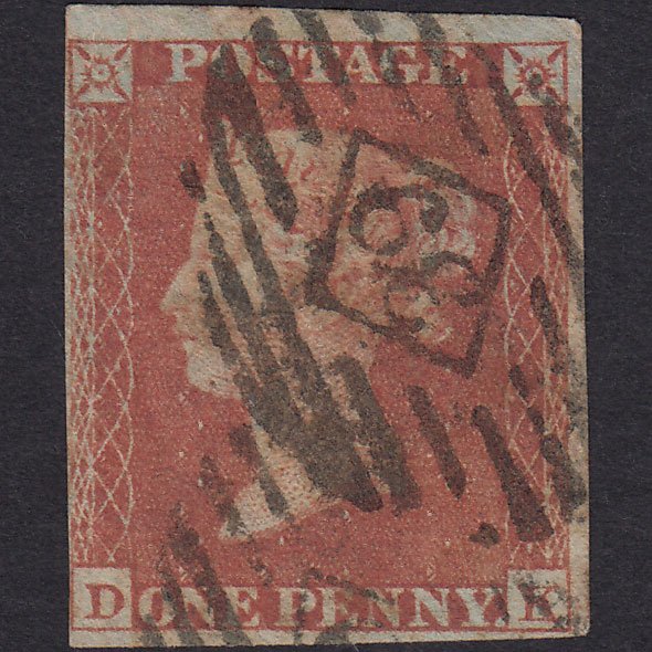 GB QV 1841 1d Red-brown (Plate 168) SG8-B2(1) DK GU 4 Margins London IS 39