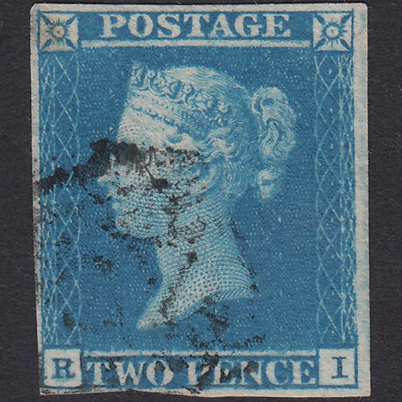 GB QV 1841 2d Pale Blue Plate 3 SG13-E1(1) RI GU Nr 4M Light Cancel