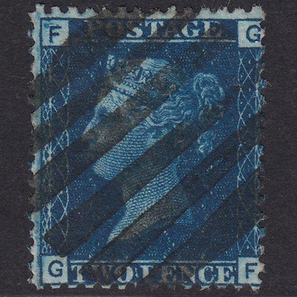GB QV 1869 2d Blue Plate 15 SG46-G3 GF FU Dumb Cancel