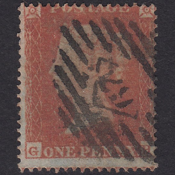 GB QV 1854 1d Red-Brown Plate 196 SG17-C1(1) GH GU London Is Cancel