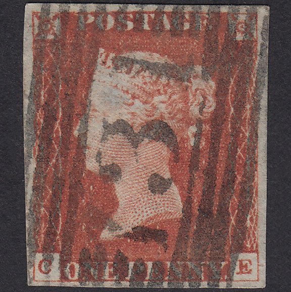 GB QV 1841 1d Red-Brown Plate 64 SG8-B1(1) CE FU 4 Margins Edinburgh 131