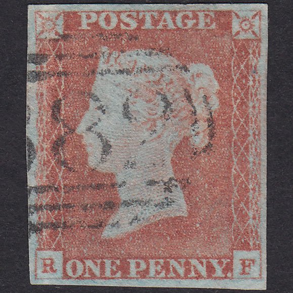 GB QV 1841 1d Very Blued Plate 70 SG8A-B1(2) RF GU 4 Margins