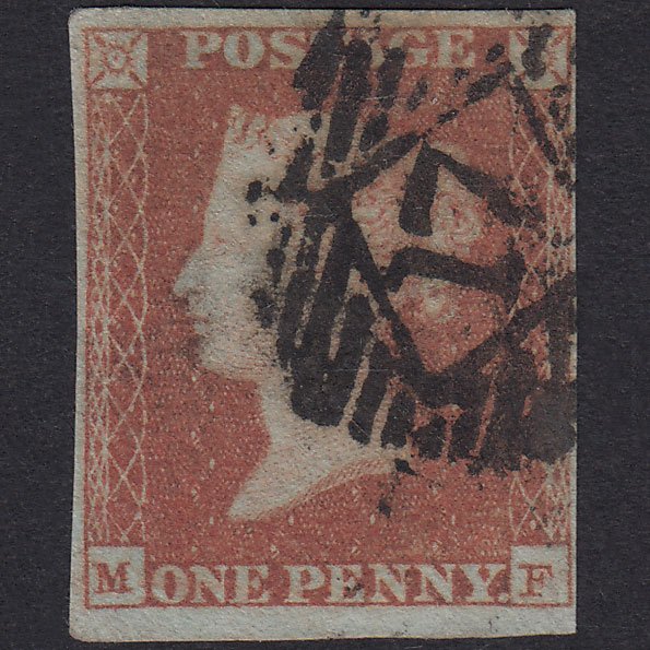 GB QV 1841 1d Red-Brown Plate 88 SG8-B1(1) MF GU 4 Margins London IS 17