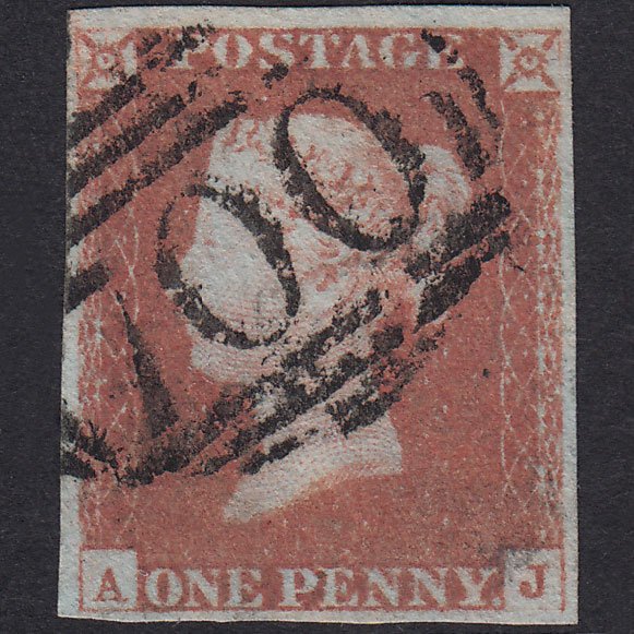 GB QV 1841 1d Red-Brown Plate 71 SG8-B1(1) AJ FU 4 Margins Sheffield 700