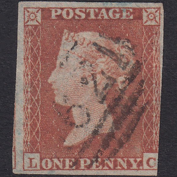 GB QV 1841 1d Red-Brown Plate 164 SG8-B2(1) LC FU 3 Margins