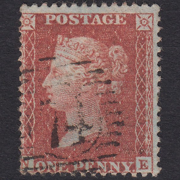 GB QV 1856 1d Red-Brown Plate 43 SG29-C8(1) NE VFU London D&S 74
