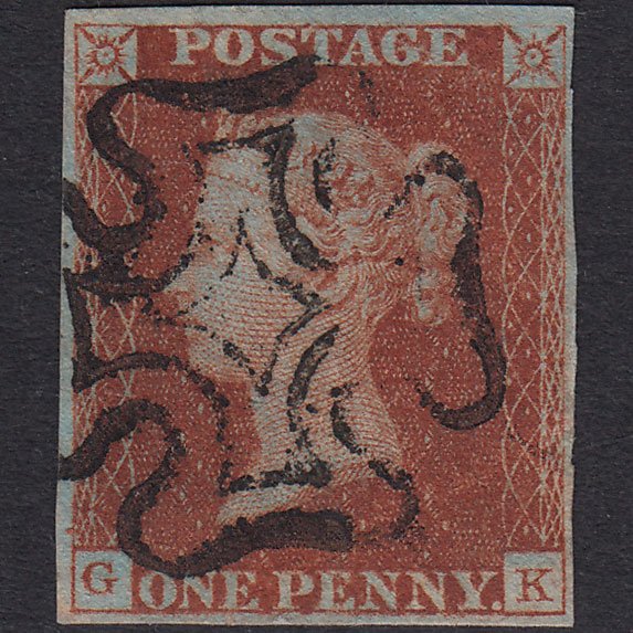 GB QV 1841 1d Red-Brown Plate 16 SG8-B1(1) GK FU Maltese Cross