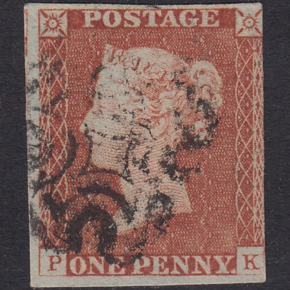 GB QV 1841 1d Red-Brown Plate 27 SG8-B1(1) PK FU 3 Margins Maltese Cross