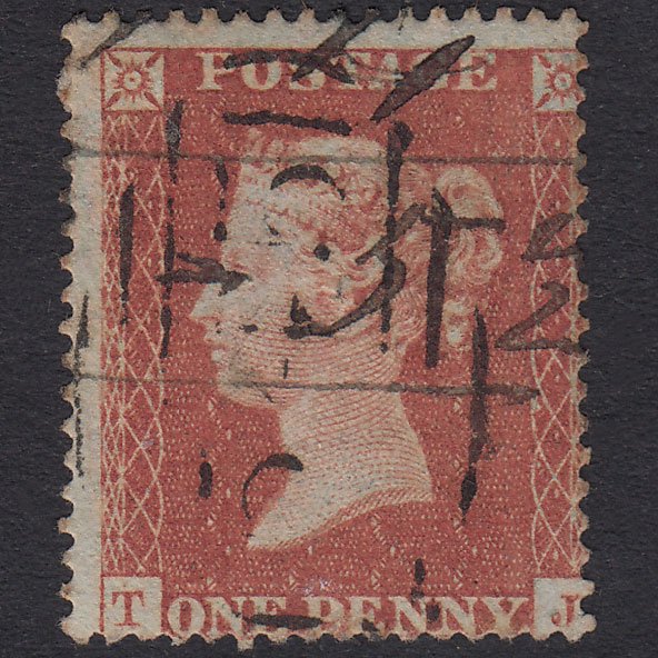 GB QV 1854 1d Plate R2 SG17-C1(1) TJ GU Newcastle 545 & Manuscript Cancel