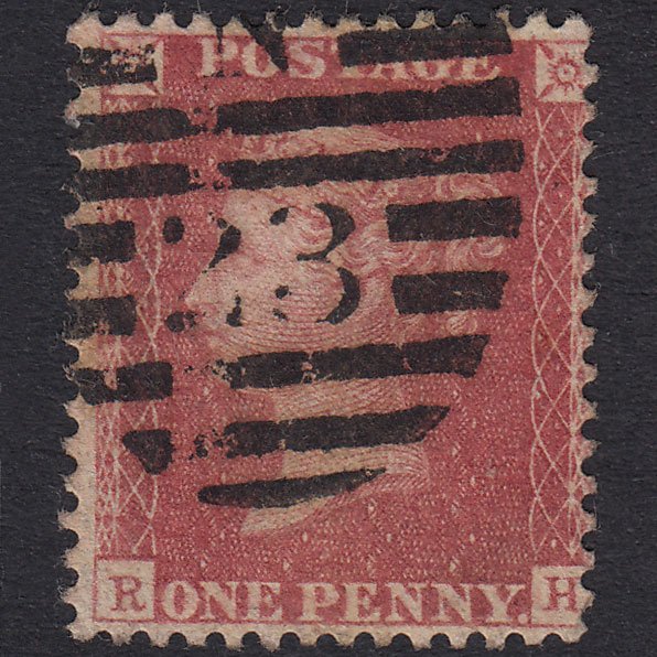 GB QV 1857 1d Rose-Red Plate 67 SG40-C10(1) RH FU London D&S N23