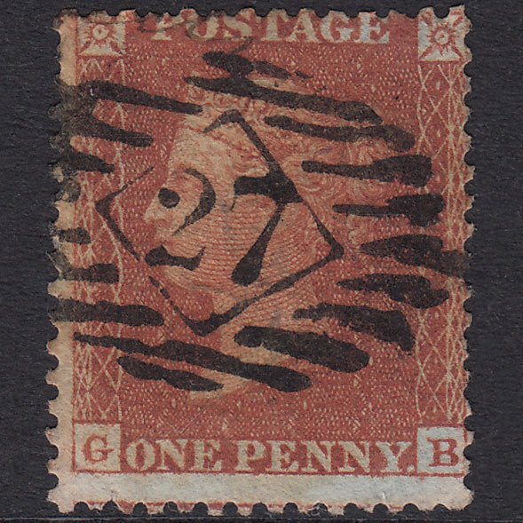 GB QV 1855 1d Red-Brown Plate 7 SGC6(1) GB GU London IS 27