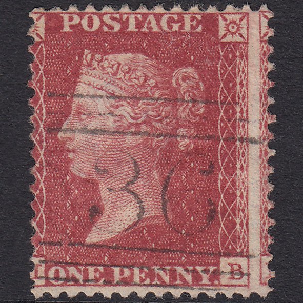 GB QV 1857 1d Rose-Red Plate 62 SG40-C10(1) MB FU Banff 36 Misperf