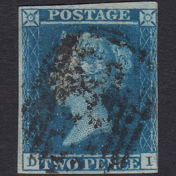 GB QV 1841 2d Blue Plate 3 SG14-E1(2) DI GU Nr 4 Margins
