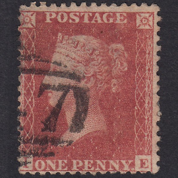 GB QV 1857 1d Rose-Red Plate 55 SG40-C10(1) IE FU Offset on Reverse