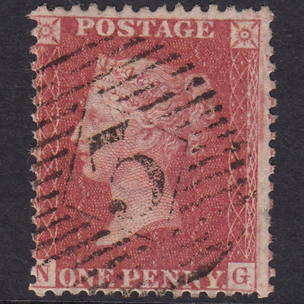 GB QV 1857 1d Rose-Red Plate 58 SG40-C10(1) NG FU London IS 3