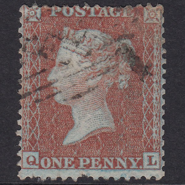 GB QV 1855 1d Red-Brown Plate 6 SGC6(1) QL GU Light Cancel
