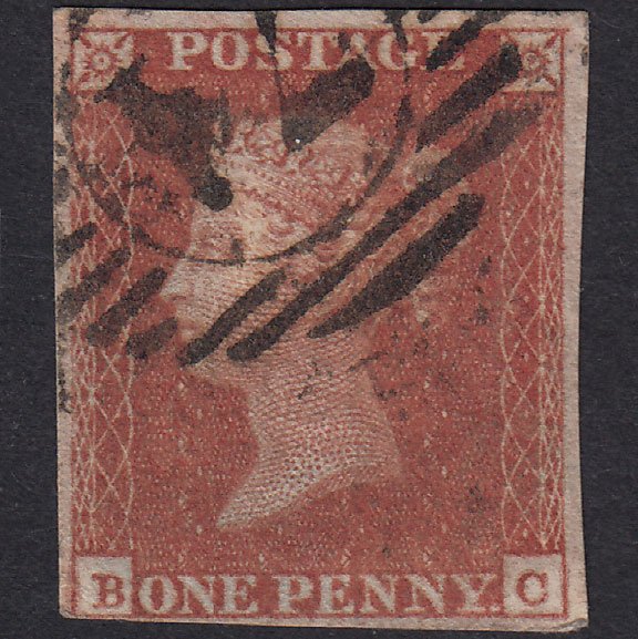 GB QV 1841 1d Lavender Tinted Paper Plate 128 SG8-BS91E BC FU 4M London