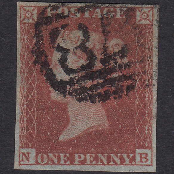 GB QV 1841 1d Red-Brown Plate 160 SG8-B2(1) NB FU 4 Margins Wigan 878