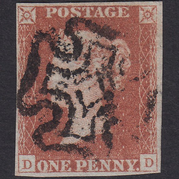 GB QV 1841 1d Red-Brown Penny Black Plate 9 SG7-A2 DD FU 4 Margins MX