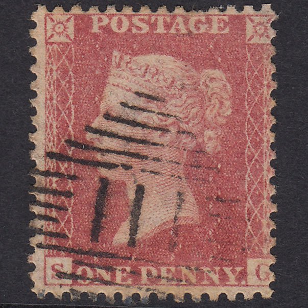 GB QV 1857 1d Rose-Red Plate 27 SG40-C10(1) SG GU Castleblayney 111