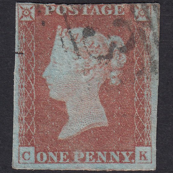 GB QV 1841 1d Red-Brown Plate 68 SG8-B1(1) CK GU 3 Margins Light Cancel
