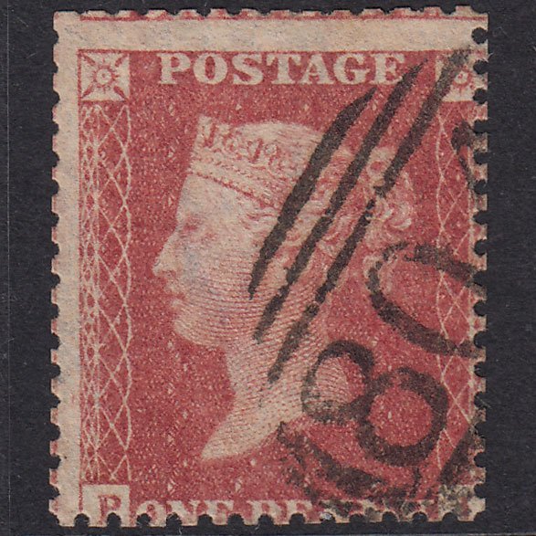 GB QV 1857 1d Rose-Red SG40-C10(1) P? Topsham 804 Misperf