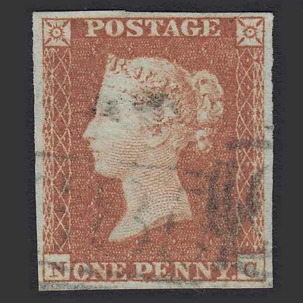 GB QV 1841 1d (Plate 130) (SG8) 'NC' VFU Blue-black Wilton (685) 4M Imperf