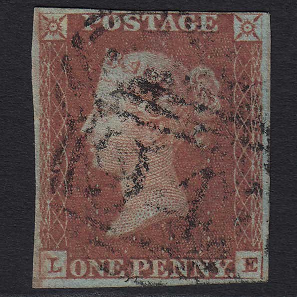 GB QV 1841 1d Red-brown (Plate 78) (SG8) 'LE' FU 4 Margins