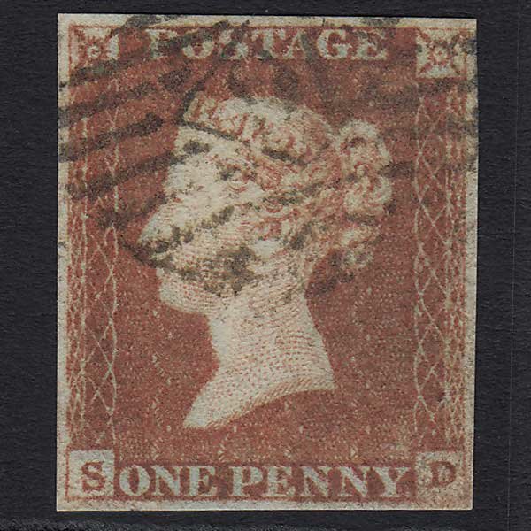 GB QV 1841 1d Red-brown (Plate 85) (SG8) 'SD' FU London IS Cancel 4 Margins