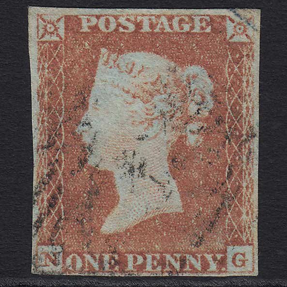 GB QV 1841 1d Red-brown (Plate 60) (SG8) 'NG' GU 4 Margins