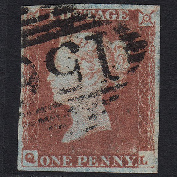GB QV 1841 1d Red-brown (Plate 69) SG8-B1(1) QL FU Cork 156 4 Margins