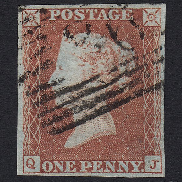 GB QV 1841 1d Red-brown (Plate 97) QJ FU in Scotland 4 Margins
