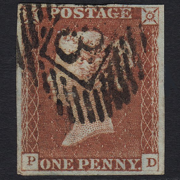 GB QV 1841 1d Red-brown (Plate 58) SG8-B1(1) PD FU 4 Margins London IS 8