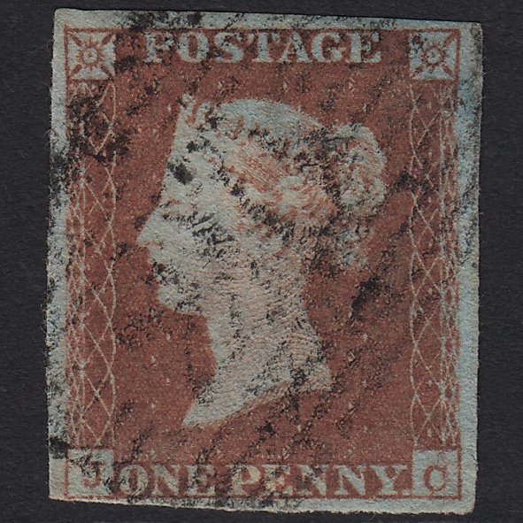 GB QV 1841 1d Red-brown (Plate 94) SG8-B1(1) JC GU in Scotland 4 Margins
