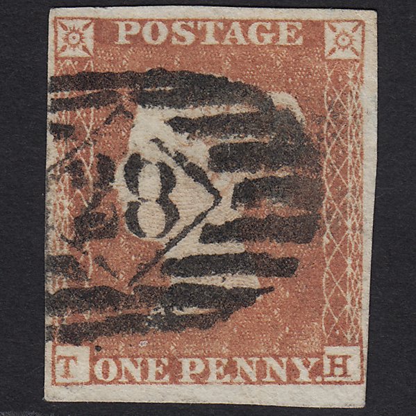 GB QV 1841 1d Orange-brown (Plate 89) SG12-B1(6) TH GU London IS 28 4M