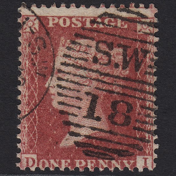 GB QV 1857 1d Deep Rose-red (Plate 60) SG41-C10(4) DI FU London D&S SW18
