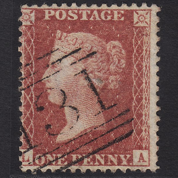 GB QV 1857 1d Rose-red (Plate 59) SG40-C10(1) LA FU Edinburgh 131