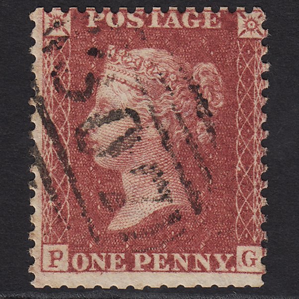 GB QV 1857 1d Deep Rose-red (Plate 44) SG41-C10(4) PG GU Gainsborough 307